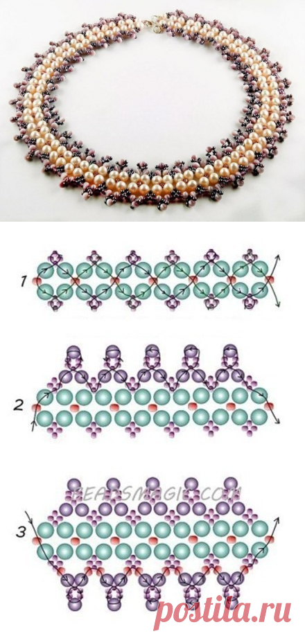 Ожерелья из бисера и бусин. Схемы плетения