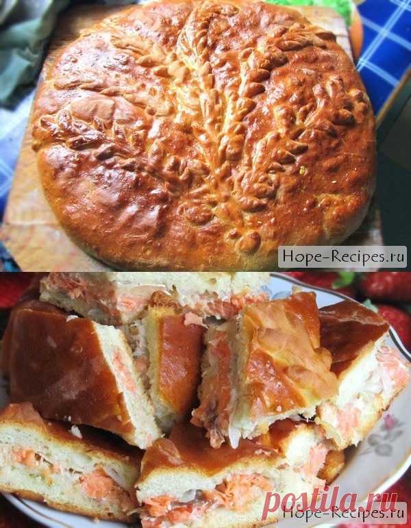 Закрытый рыбный пирог с сёмгой (очень сочный и нежный)