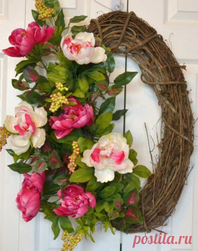 Peony Wreath, Home Decor, Home Living, Garden Wreath, Wall Decor, Wall Hanger…