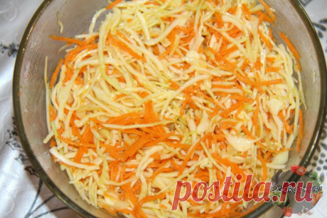Салат из капусты с морковью как в столовой – лучшие рецепты из детства Салат из капусты с морковью – рецепт классический и самый вкусный, как детском саду, калорийность, как быстро приготовить, секрет вкуса, а если добавить болгарский перец, уксус