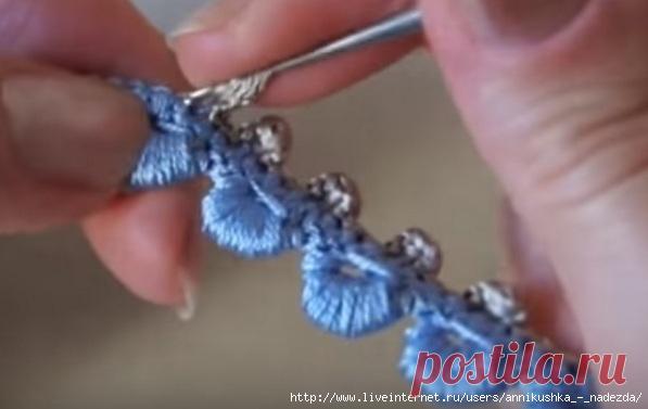 Обвязка гусенички пышными столбиками от мастерской Виктории Смоляковой