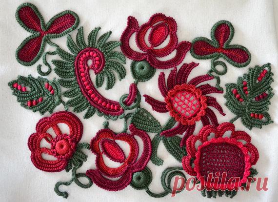 Marsala color Dress Application Decor Irish crochet Collar