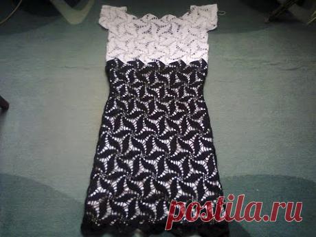 Как вязать платье из мотивов. How to Knit Dress motives.