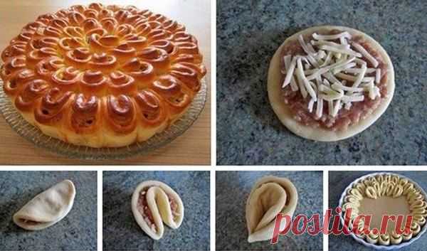 Мясной пирог "Хризантема"