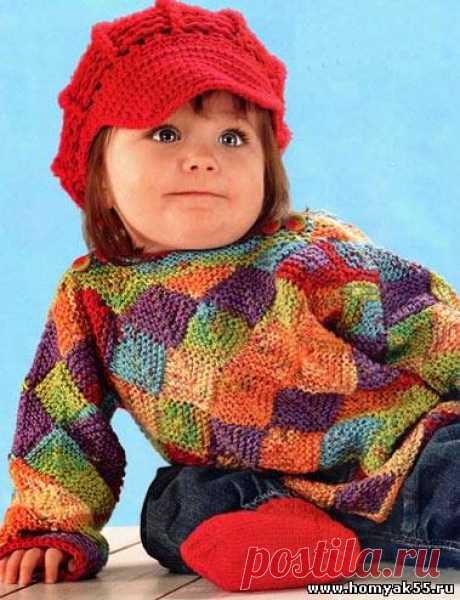 Пуловер, шапочка, пинетки спицами