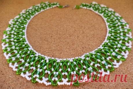 Схема плетения из бисера ожерелья "Первый подснежник"