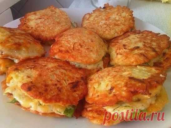 Оладьи из кабачков с начинкой