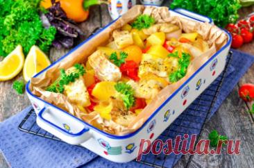 Рыба запеченная  с картофелем в духовке рецепт фото пошагово и видео - 1000.menu