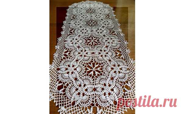 Вязаная салфетка «Цветник». Схема Вязаная крючком салфетка «Цветник». Схема