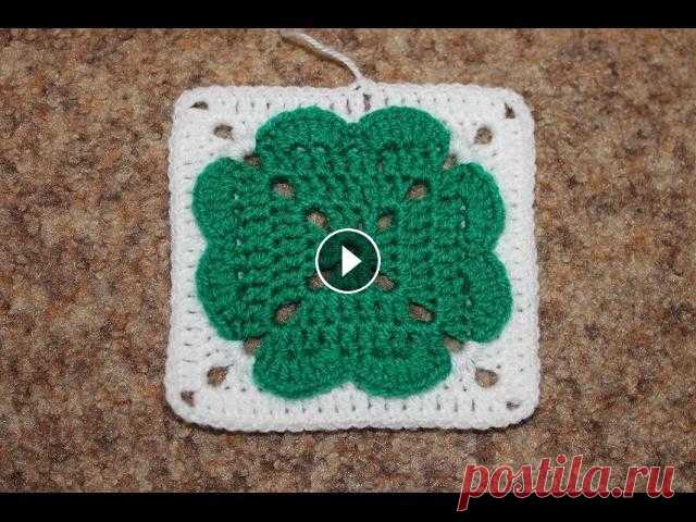 Квадратный мотив крючком №3. Square Crochet Motif. В этом видео я показываю как связать квадратный двухцветный мотив крючком. Такой мотив отлично подойдет для детского пледа!...