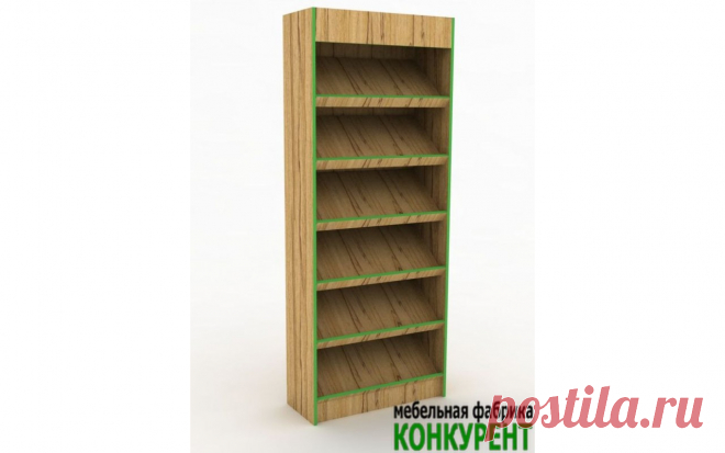 Книжный стеллаж из ЛДСП с наклонными полками заказать в Спб. Пристенный стеллаж из ЛДСП с наклонными полками. Большой выбор недорогого торгового оборудования из различных материалов в СПб