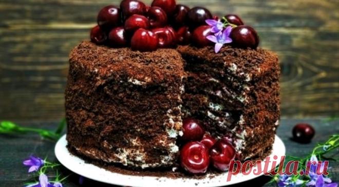 Шоколадный торт с пряной вишней, пошаговый рецепт с фото