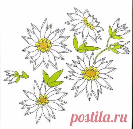 Несколько схем для вышивки лентами / Вышивка / Вышивка лентами