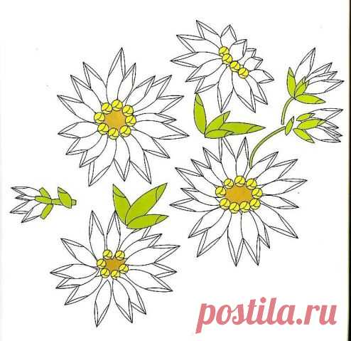 Несколько схем для вышивки лентами / Вышивка / Вышивка лентами