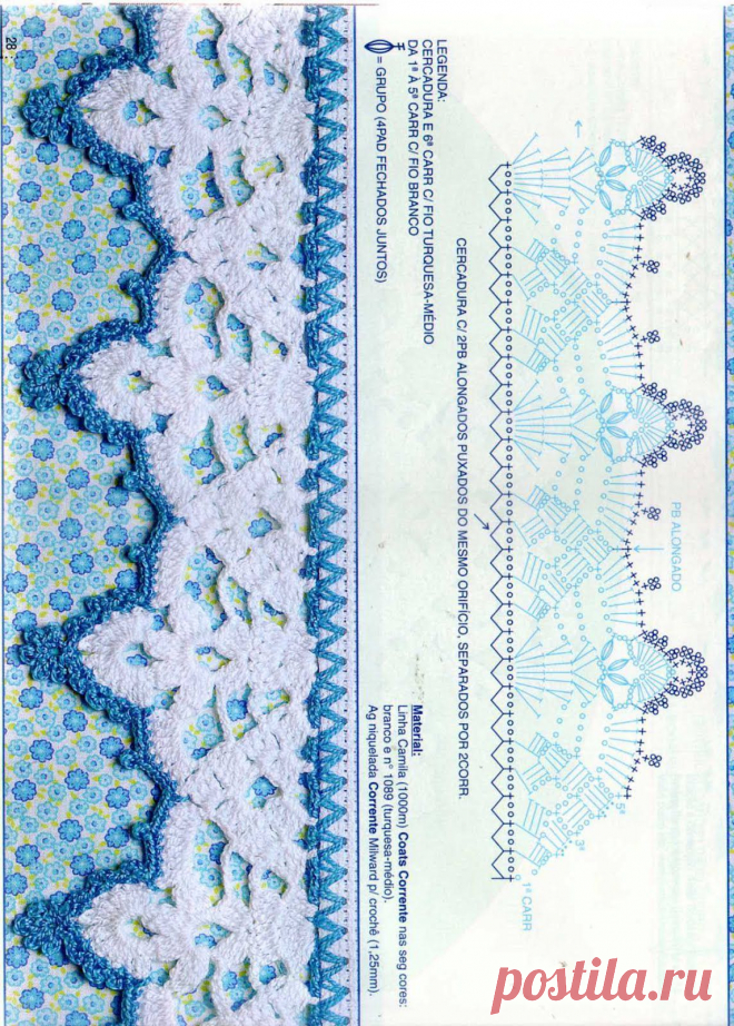 Обвяжем край красиво 3. Добавляем цвет: бело-голубая подборка..