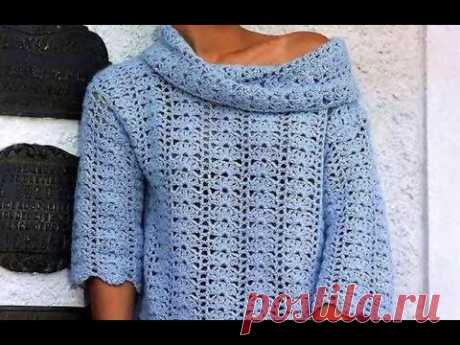 Узор крючком для пуловера - Crochet pattern for pullover