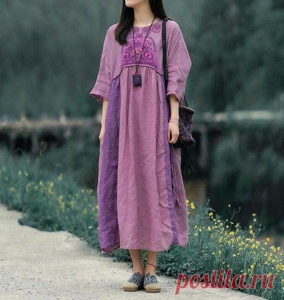 Linen dresses for women Women summer Dresses Bridal dress | Etsy 【Fabric】 Linen 【Color】 purple, green 【Size】 Without limiting the Shoulder Shoulder + Sleeve 49cm / 19  Bust 128cm / 50 Length 119cm / 46 Hem circumference 210cm/ 82   Washing & Care instructions: -Hand wash or gently machine washable do not tumble dry -Gentle wash cycle (40°C) -If you feel like