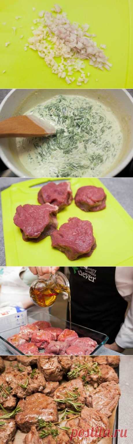 Филе миньон со шпинатным соусом / Простые рецепты