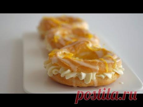 Популярные и любимые многими заварные пирожные с творожно-цитрусовым кремом в виде колец. Форма пирожных или крем могут быть другими. Вместо лимонной цедры, ...