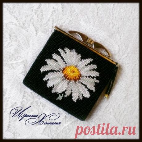 Кошелек Ромашка | biser.info - всё о бисере и бисерном творчестве