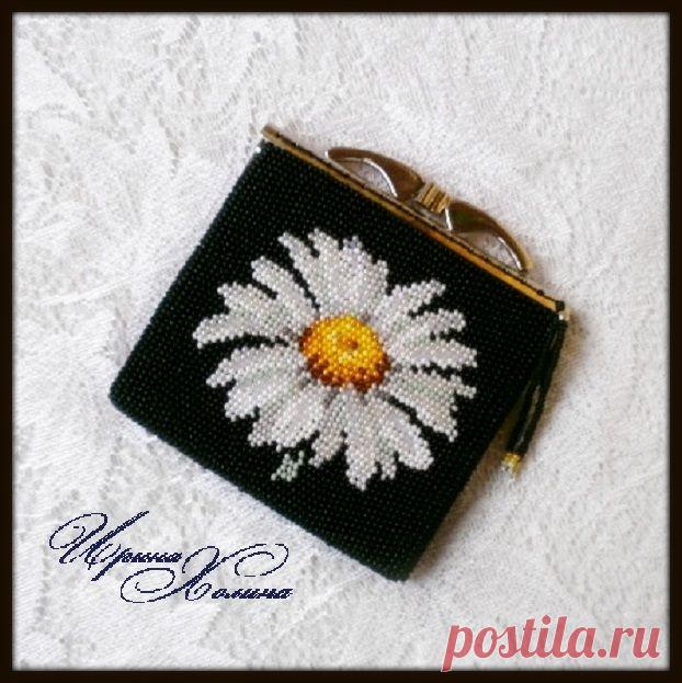 Кошелек Ромашка | biser.info - всё о бисере и бисерном творчестве