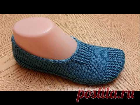 Новинка 2020 : Классные  тапочки-следки на двух спицах. - YouTube