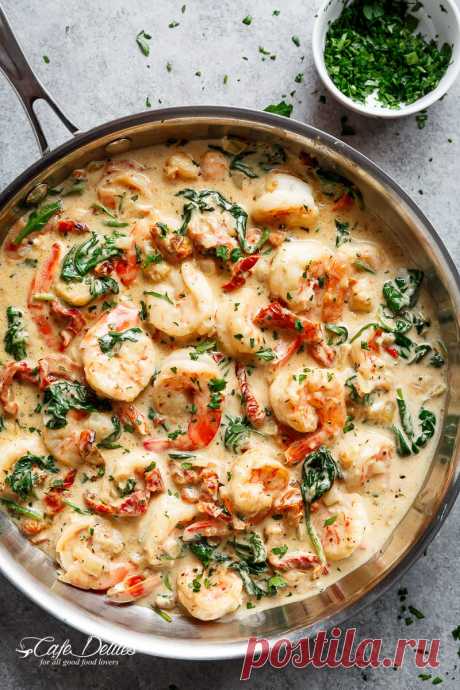 Creamy Garlic Butter Tuscan Shrimp - Cafe Delites