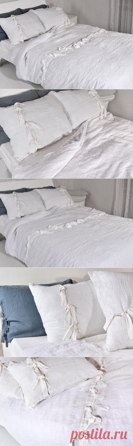 Linen Bedding Set of Duvet Cover &amp; Pillowcases with Ties