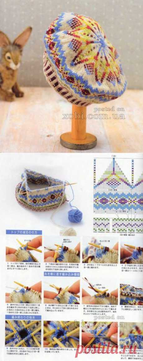 берет с жаккардовым узором