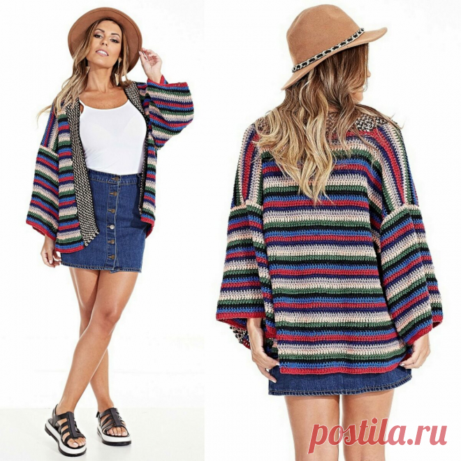 Полосатый кардиган крючком. Выкройка и схемы – Paradosik Handmade - вязание для начинающих и профессионалов