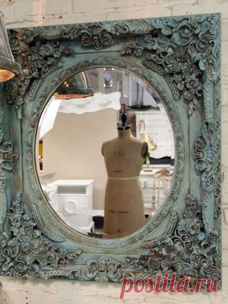 Painted Cottage Chic Shabby Aqua French Mirror MR304