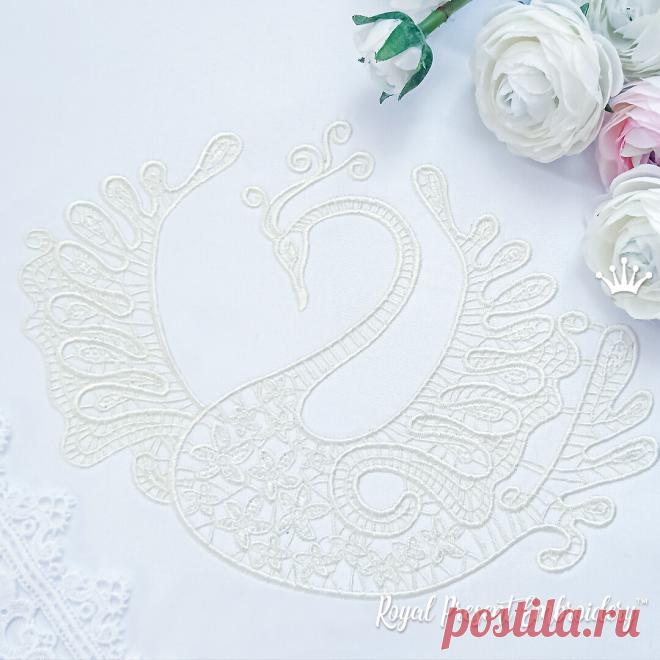 Дизайн машинной вышивки Ажурный лебедь - 2 размера