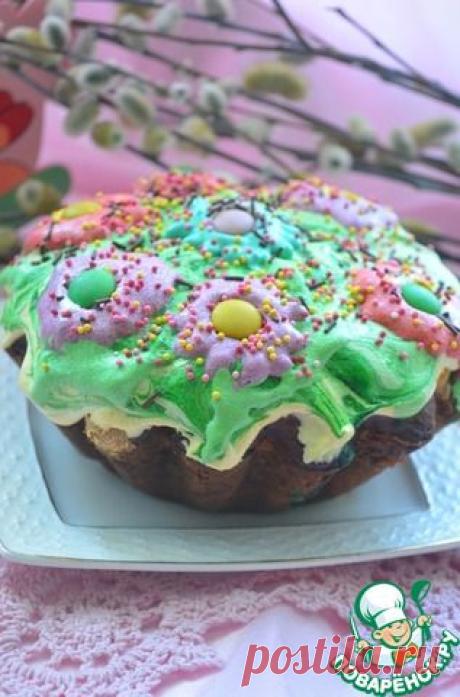 Пасхальный кулич "Цветочная поляна "с шоколадным сюрпризом.