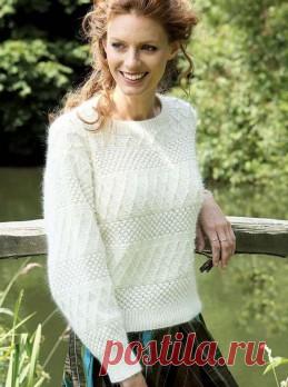 Вязание крючком и спицами - Пуловер с ромбами, украшенный бисером
