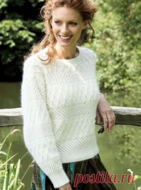 Вязание крючком и спицами - Пуловер с ромбами, украшенный бисером