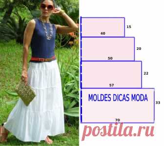 Saia branca com babados - Moldes Moda por Medida