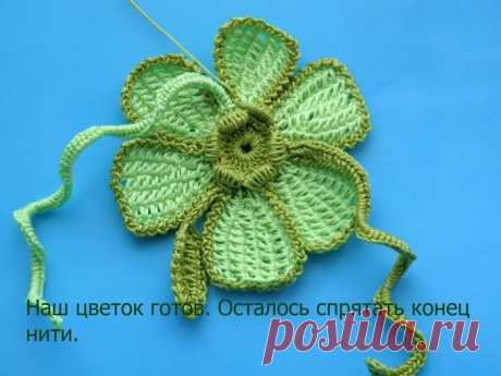 Будем вязать новый цветок в тунисской технике.