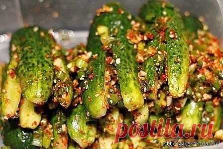 Ои Собаджи (кимчи из огурцов, огурцы по корейски)
Хочу вам предложить ещё один вариант Кимчи, но на этот раз из огурцов... Замечательная, в меру острая и в тоже время освежающая корейская закуска в летнее время (и не только), подходит к мясу или просто к горячему рису.
У 7-8 средних огурчиков срезать хвостики разрезать крест накрест не до конца. Хорошо посолить, засыпав соль в прорези, и оставить на 20 мин для просолки...
Показать полностью…