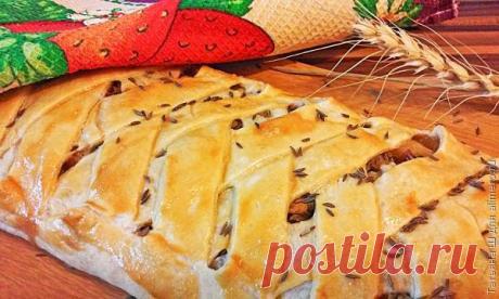 Сытный пирог с рисом и грибами / Рецепты с фото