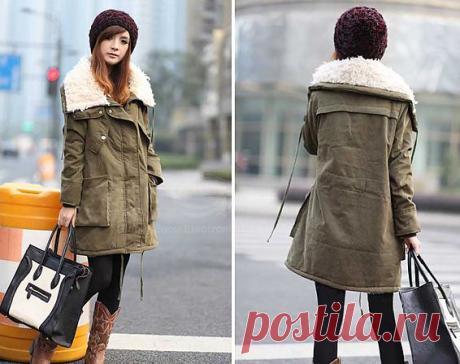 Повседневный стиль свободно облегающие Lover тип шерсти мехом внутрь длинное пальто рукава Бленда хлопка для женщин (Army Green, XL) | Sammydress.com, 568 руб.