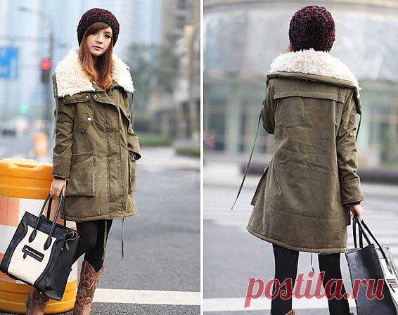 Повседневный стиль свободно облегающие Lover тип шерсти мехом внутрь длинное пальто рукава Бленда хлопка для женщин (Army Green, XL) | Sammydress.com, 568 руб.