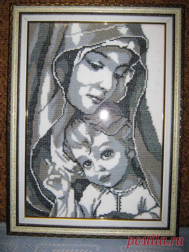 Мадонна с ребёнком.(вышивка бисером)