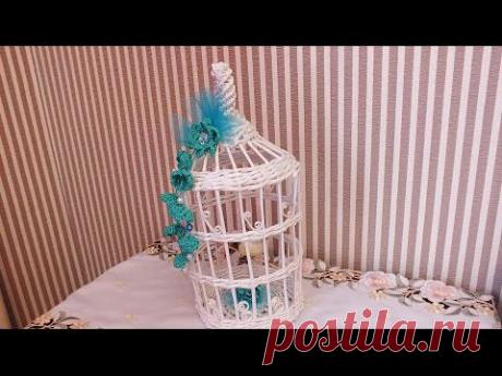 Плетение из газет декоративная клетка - YouTube