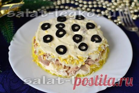 Легкий и нежныйсалат с курицей «Белоснежка»