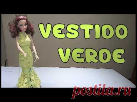 Vestido Verde a crochet para Muñeca