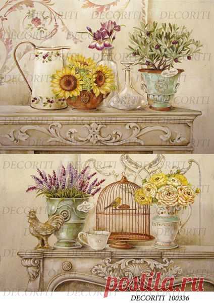 Рисовая бумага с рисунком DECORITI 100336, формат А4, Натюрморты ― HandMadeDecor
