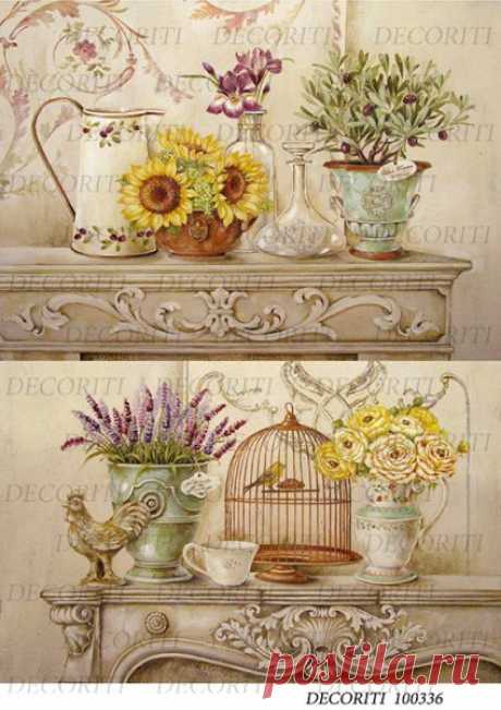 Рисовая бумага с рисунком DECORITI 100336, формат А4, Натюрморты ― HandMadeDecor