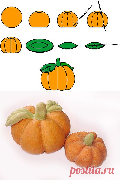 Поделки из соленого теста. Тыквы
