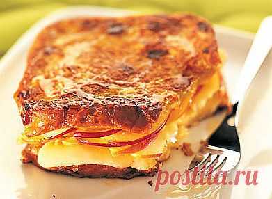 Рецепт - французские гренки с яблоками и сыром