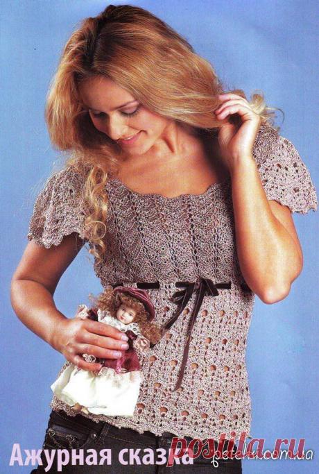 Красивая ажурная кофточка крючком. Описание, схемы, выкройка